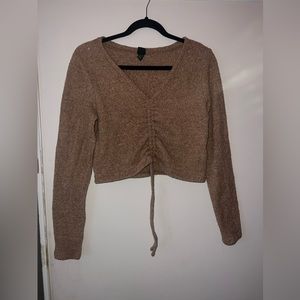 Brown fleece cropped long sleeve